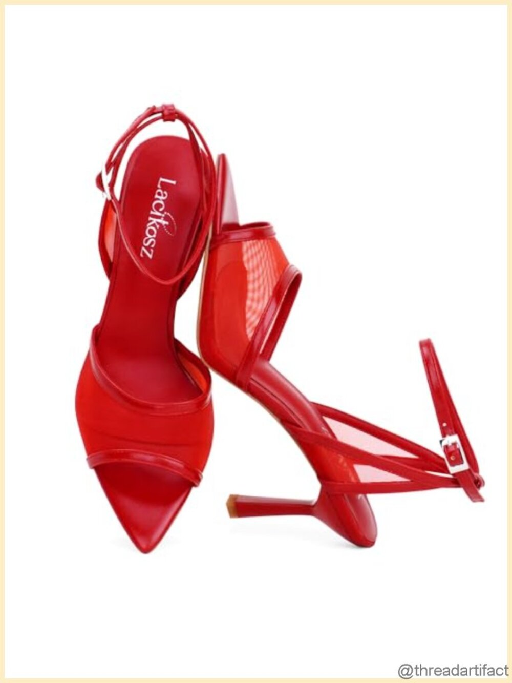 Mesh Strappy Heeled Sandals Faux Leather Stiletto Square Toe Wedding